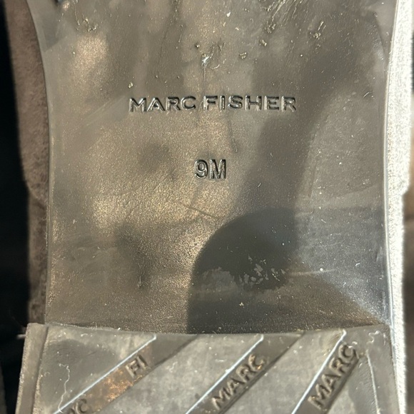 MARC FISHER Sz 9 Over the Knee Boots Drawstring Almond Toe Flat Heel In Grey - Picture 14 of 14